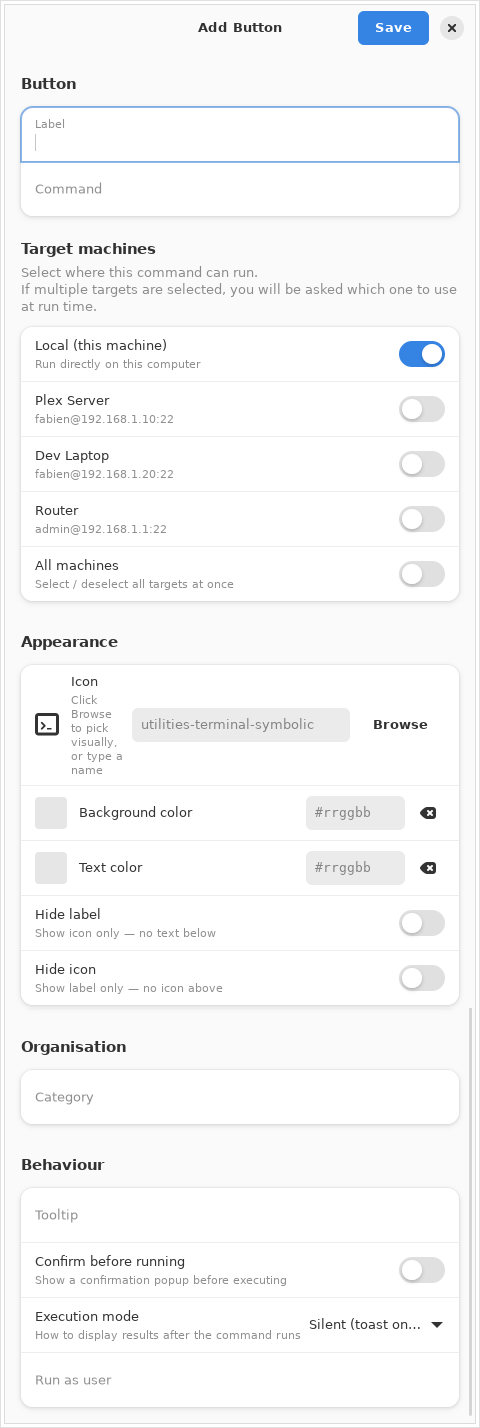 Button editor dialog